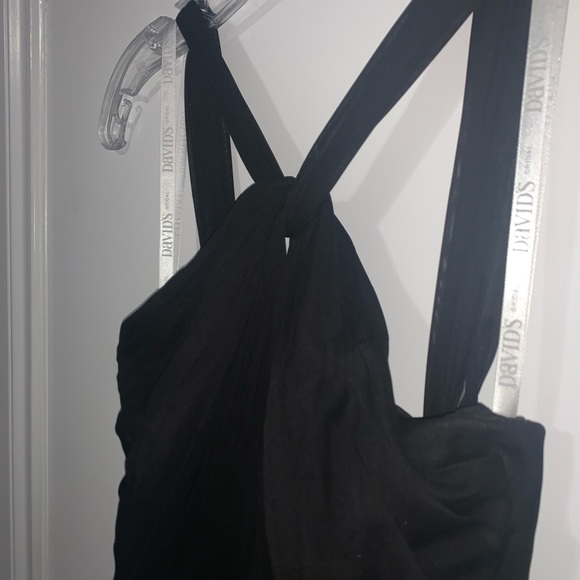 David’s Bridal Black Long Bridesmaid Dress Flowy Women’s Size 0 Like New - Picture 3 of 7